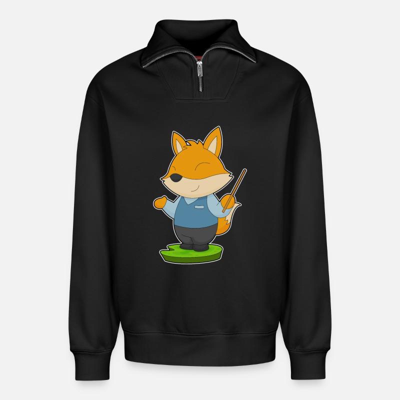 Fuchs Lehrer Zeigestab Schule - Relaxed Unisex Organic Half Zip Sweatshirt – von SPREAD - Schwarz