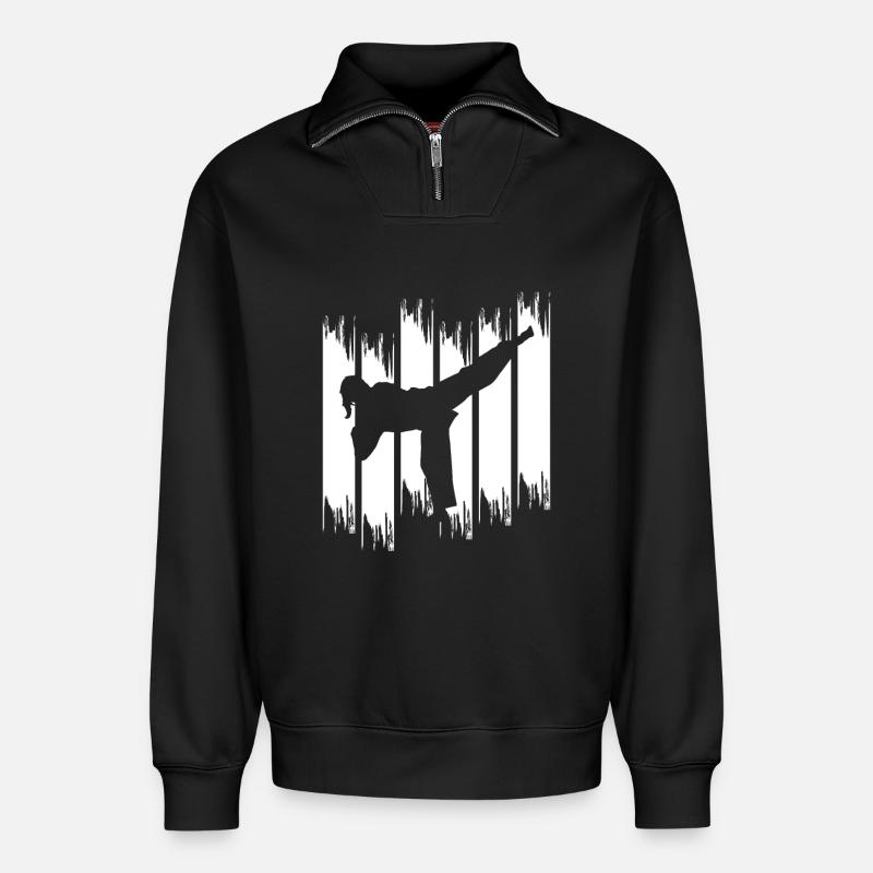 Fille de karaté - Sweat unisexe décontracté en coton biologique à demi-zip – de SPREAD - noir