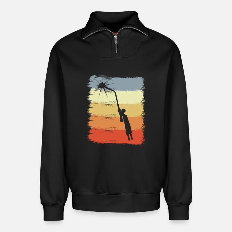 Electronic welding - Relaxed Unisex Organic Half Zip Sweatshirt – by SPREAD - black
