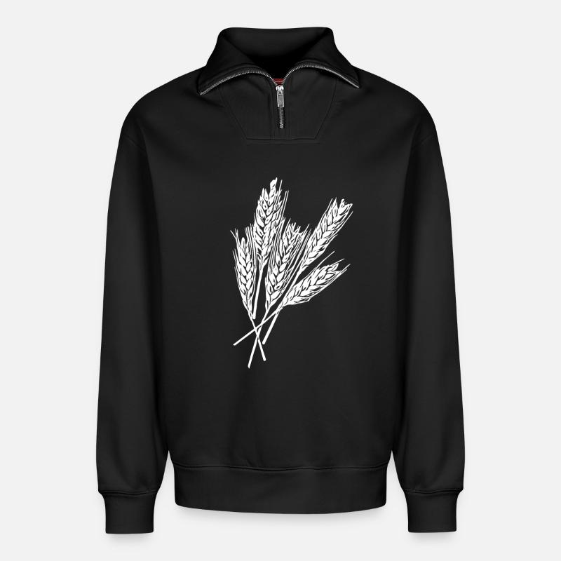 5 Weizen Ähren - Relaxed Unisex Organic Half Zip Sweatshirt – von SPREAD - Schwarz