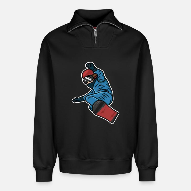 Kleiner Snowboarder - Relaxed Unisex Organic Half Zip Sweatshirt – von SPREAD - Schwarz