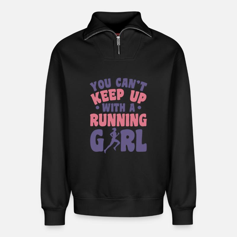 Runner - Relaxed Unisex Organic Half Zip Sweatshirt – by SPREAD - black