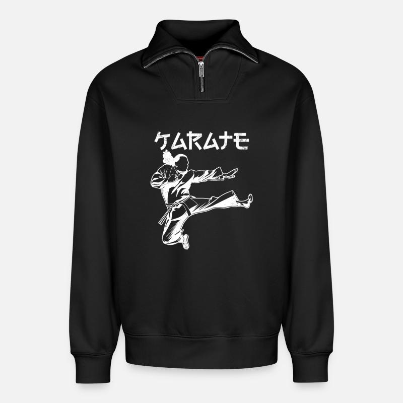 Karateka - Relaxed Unisex Organic Half Zip Sweatshirt – von SPREAD - Schwarz