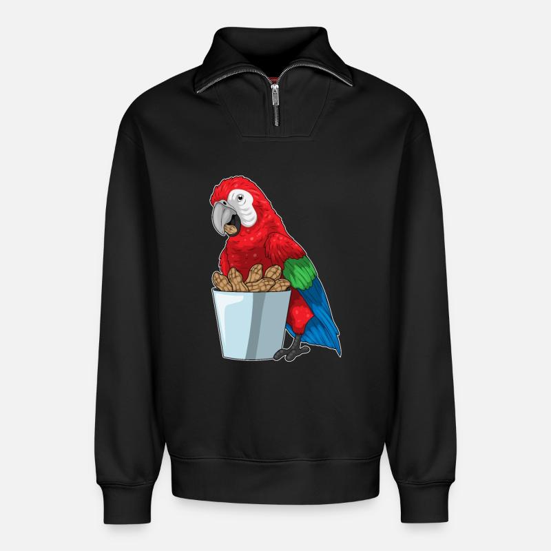Papagei Erdnüsse - Relaxed Unisex Organic Half Zip Sweatshirt – von SPREAD - Schwarz