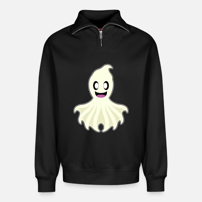 Krake Geist - Relaxed Unisex Organic Half Zip Sweatshirt – von SPREAD - Schwarz