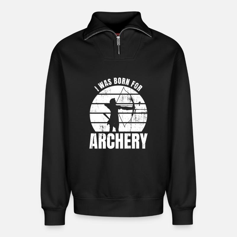 Funny Archery Joke - Relaxed Unisex Organic Half Zip Sweatshirt – by SPREAD - black
