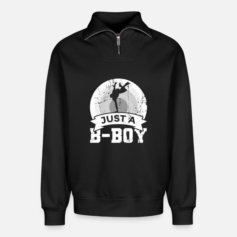 Nur ein B Boy - Relaxed Unisex Organic Half Zip Sweatshirt – von SPREAD - Schwarz