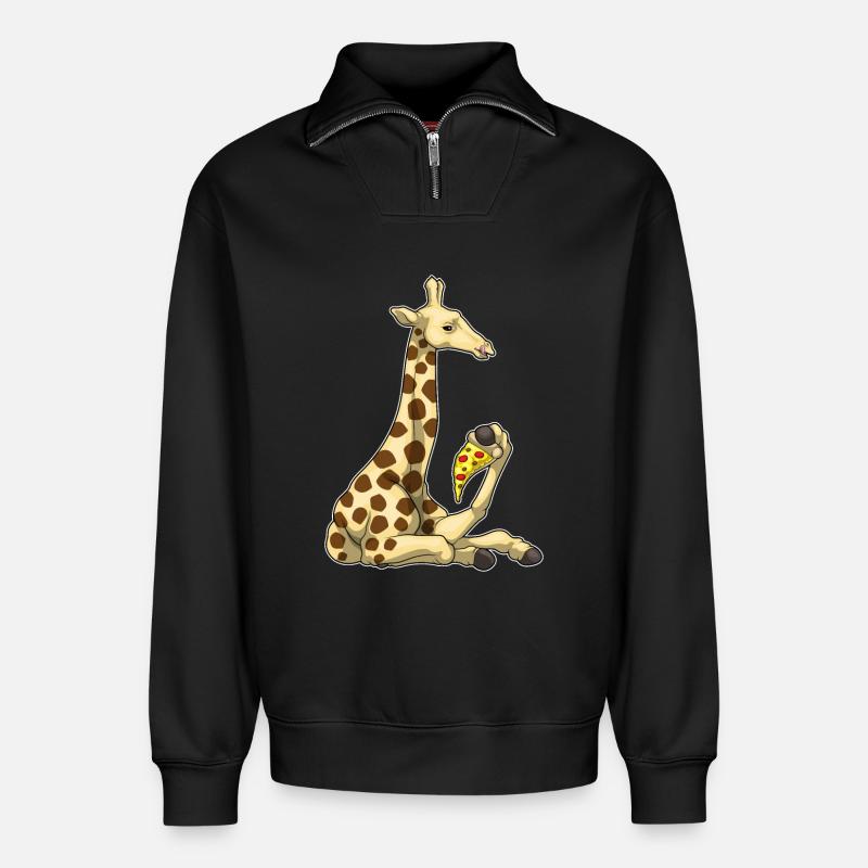 Giraffe Pizza - Relaxed Unisex Organic Half Zip Sweatshirt – von SPREAD - Schwarz