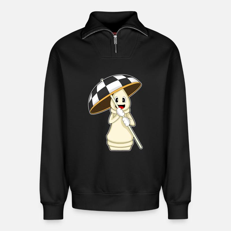 Chess Piece Rook Chess - Relaxed Unisex Organic Half Zip Sweatshirt – by SPREAD - black