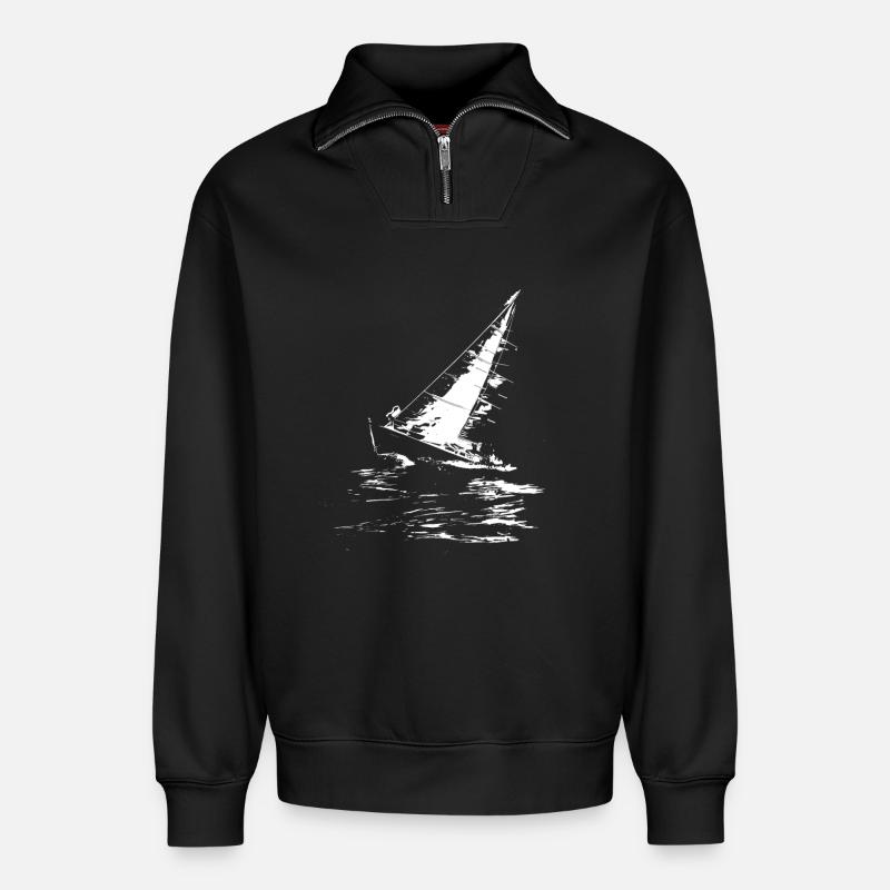 Sailing Graphics - Relaxed Unisex Organic Half Zip Sweatshirt – by SPREAD - black