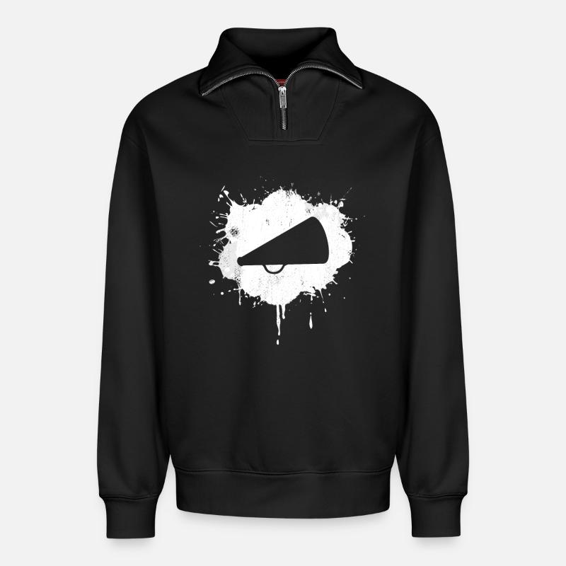 Jubel Megaphon - Relaxed Unisex Organic Half Zip Sweatshirt – von SPREAD - Schwarz