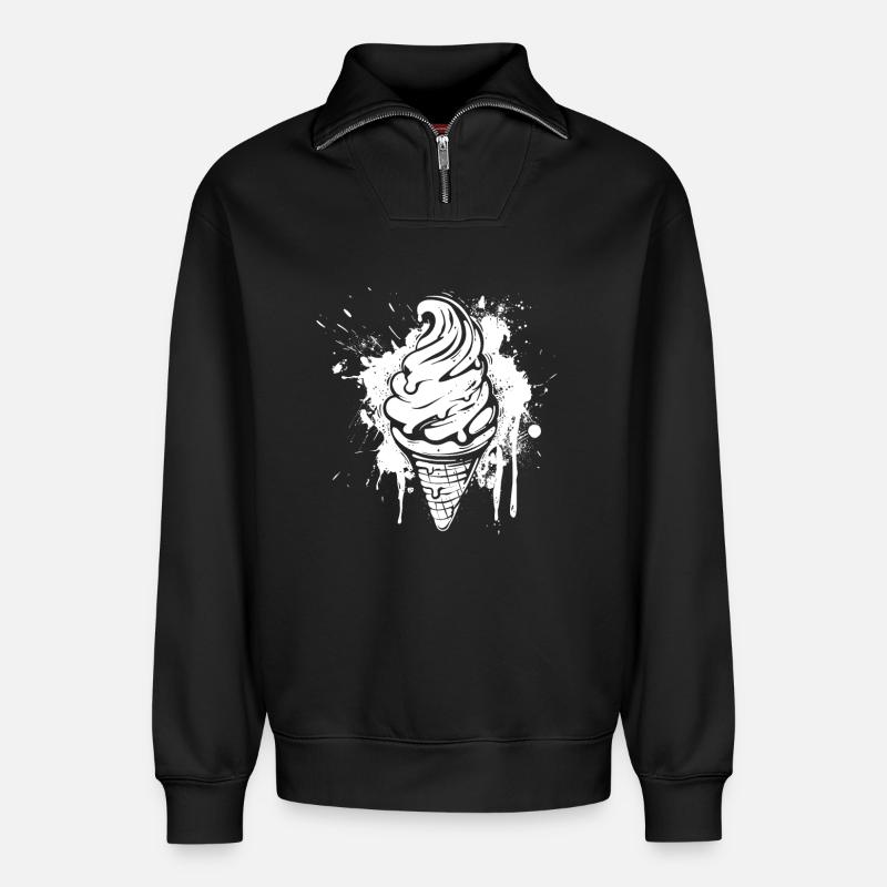 Eiswaffel Splash - Relaxed Unisex Organic Half Zip Sweatshirt – von SPREAD - Schwarz