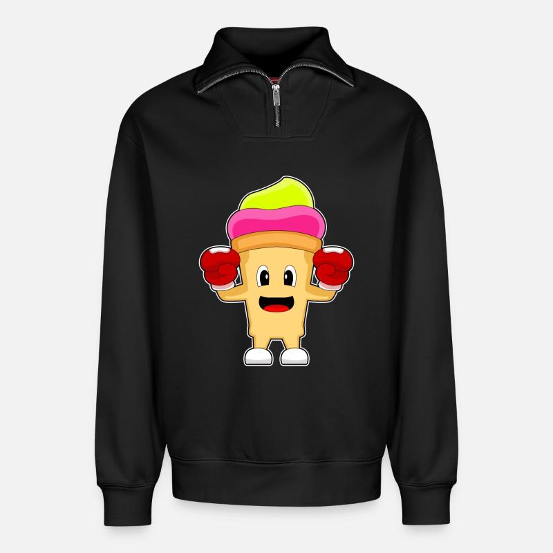 Eiscreme Boxer Boxhandschuhe Boxen - Relaxed Unisex Organic Half Zip Sweatshirt – von SPREAD - Schwarz