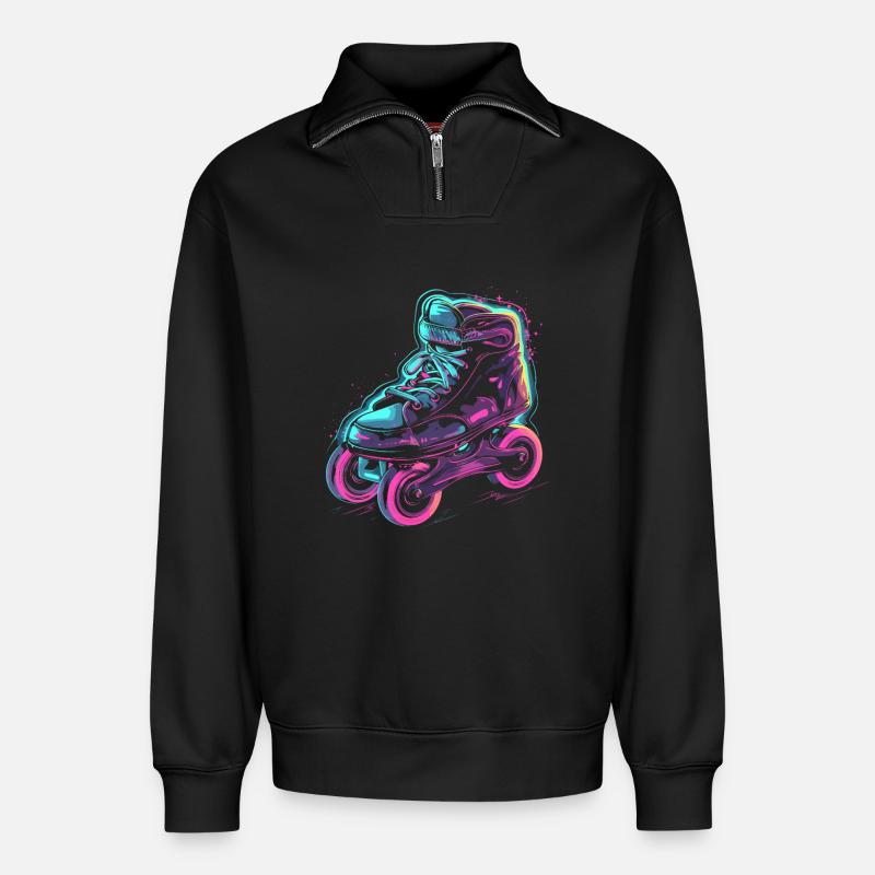Rollschuhe Steampunk - Relaxed Unisex Organic Half Zip Sweatshirt – von SPREAD - Schwarz