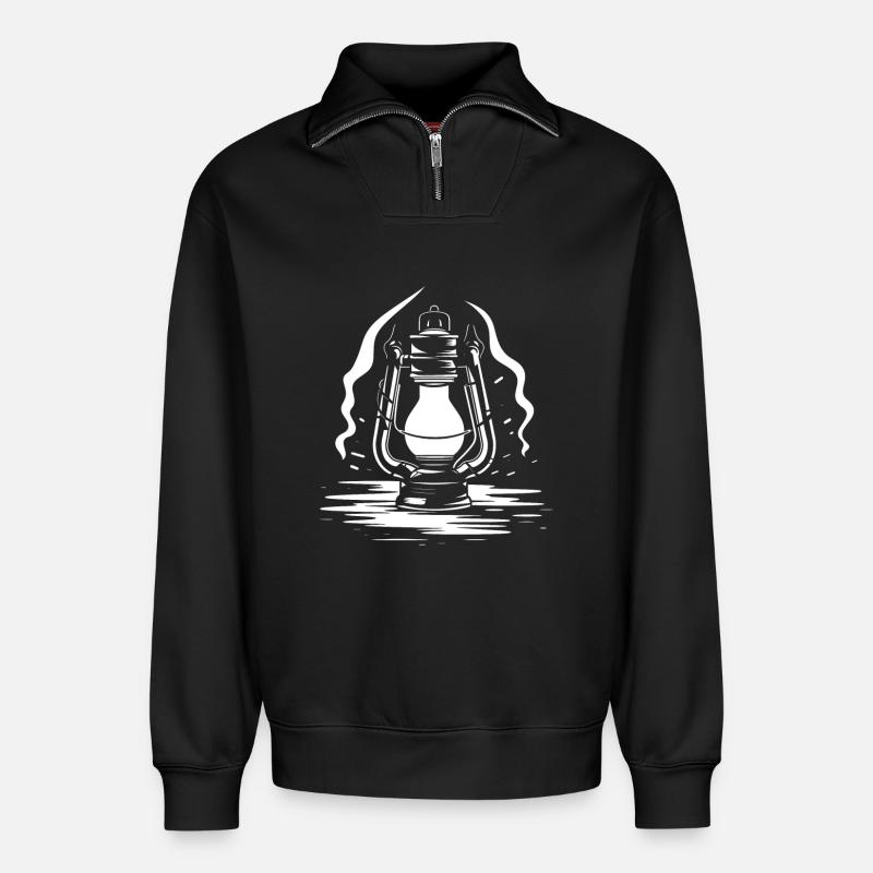 Laterne Skizze - Relaxed Unisex Organic Half Zip Sweatshirt – von SPREAD - Schwarz