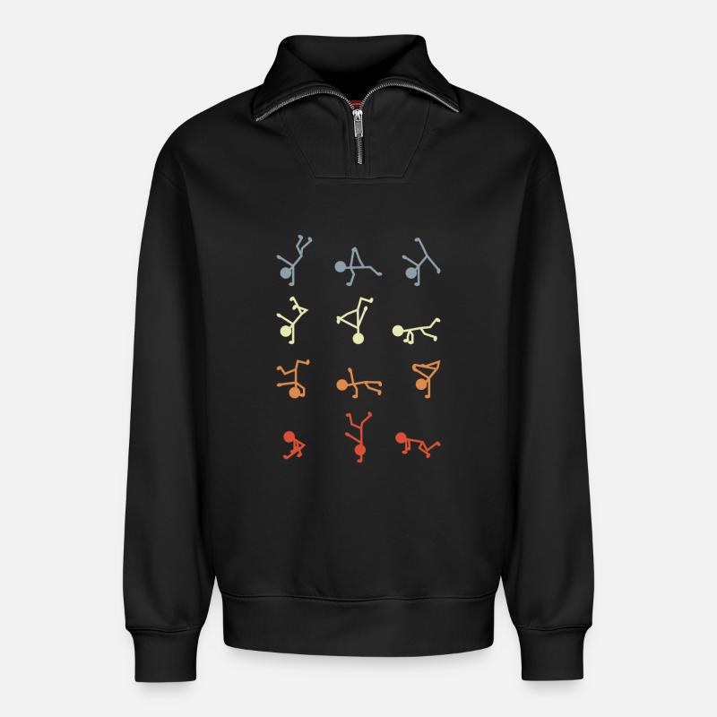 Figurines bâton breakdancer - Sweat unisexe décontracté en coton biologique à demi-zip – de SPREAD - noir
