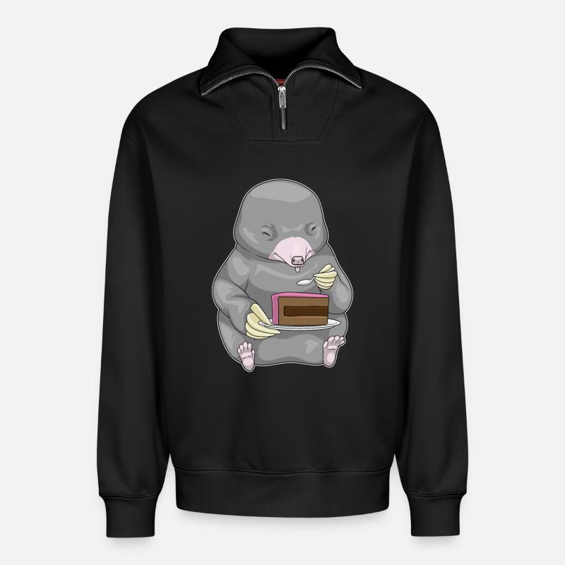 Mole Cake - Relaxed Unisex Organic Half Zip Sweatshirt – by SPREAD - black