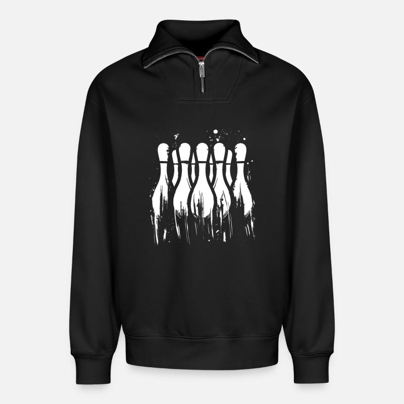 Bowling Graphics - Relaxed Unisex Organic Half Zip Sweatshirt – by SPREAD - black