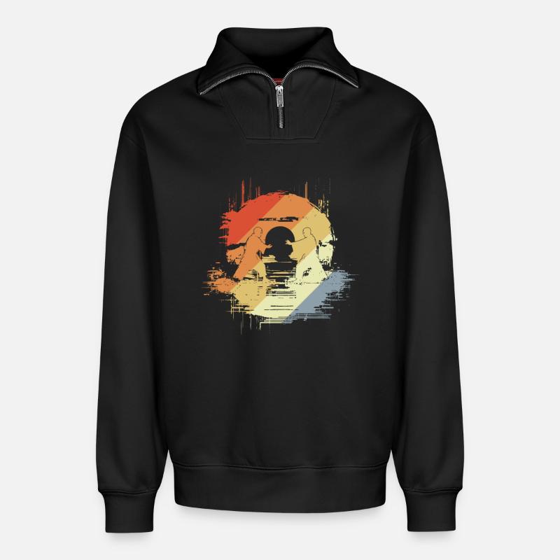 Karate Graphics - Relaxed Unisex Organic Half Zip Sweatshirt – by SPREAD - black