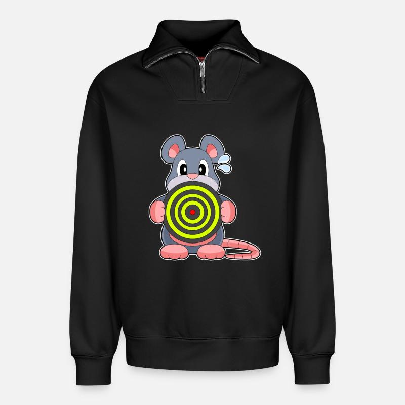 Maus Dart Dartpfeil - Relaxed Unisex Organic Half Zip Sweatshirt – von SPREAD - Schwarz
