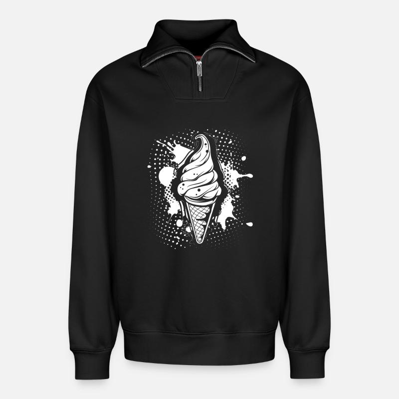 Glace molle - Sweat unisexe décontracté en coton biologique à demi-zip – de SPREAD - noir
