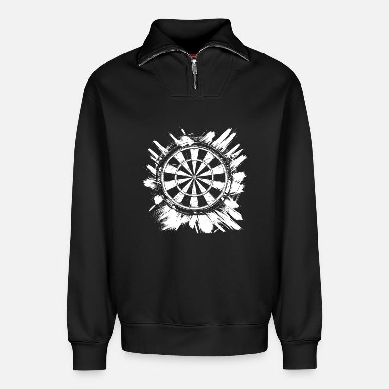 Dartscheibe - Relaxed Unisex Organic Half Zip Sweatshirt – von SPREAD - Schwarz