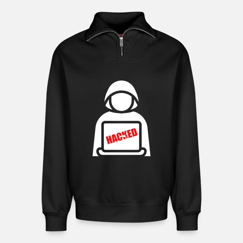 Hacker im Schatten - Relaxed Unisex Organic Half Zip Sweatshirt – von SPREAD - Schwarz