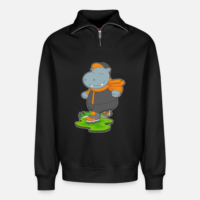 Nilpferd Inline skating Inline skates - Relaxed Unisex Organic Half Zip Sweatshirt – von SPREAD - Schwarz