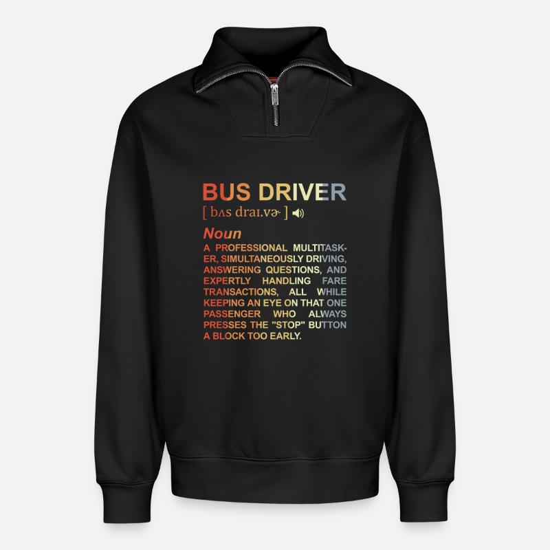 Busfahrer Bedeutung - Relaxed Unisex Organic Half Zip Sweatshirt – von SPREAD - Schwarz