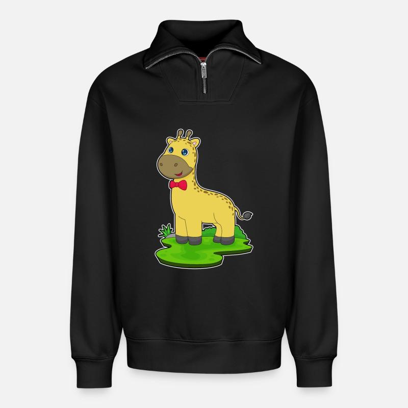 Arc de girafe - Sweat unisexe décontracté en coton biologique à demi-zip – de SPREAD - noir