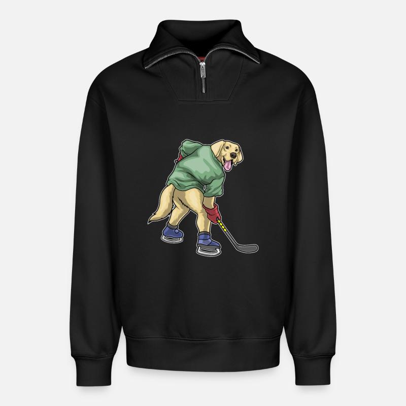 Labrador Eishockey Eishockeyschläger - Relaxed Unisex Organic Half Zip Sweatshirt – von SPREAD - Schwarz