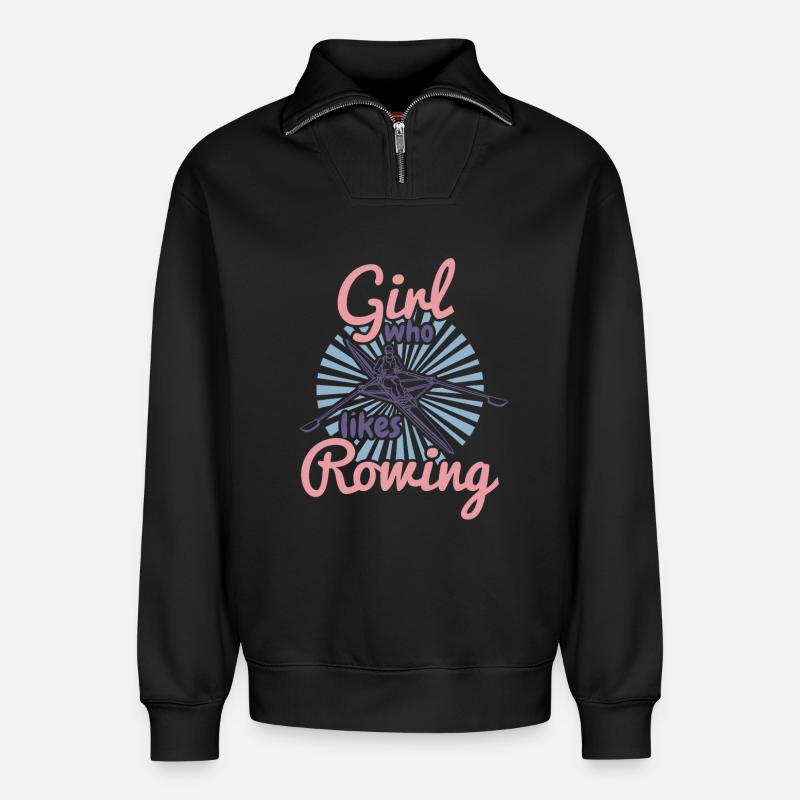 Ruder Mädchen - Relaxed Unisex Organic Half Zip Sweatshirt – von SPREAD - Schwarz