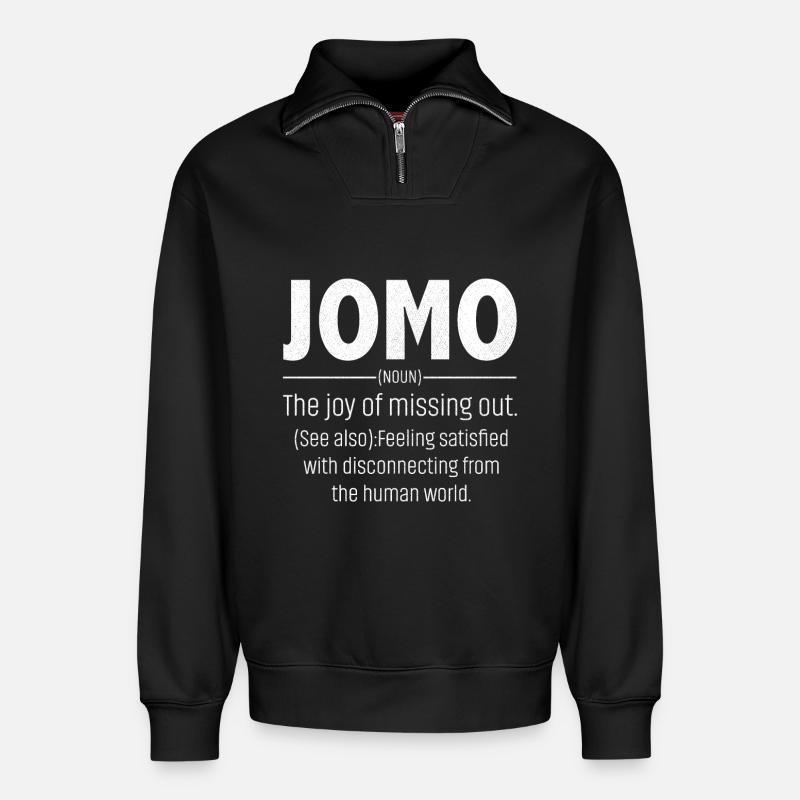 jomo defination - Relaxed Unisex Organic Half Zip Sweatshirt – von SPREAD - Schwarz