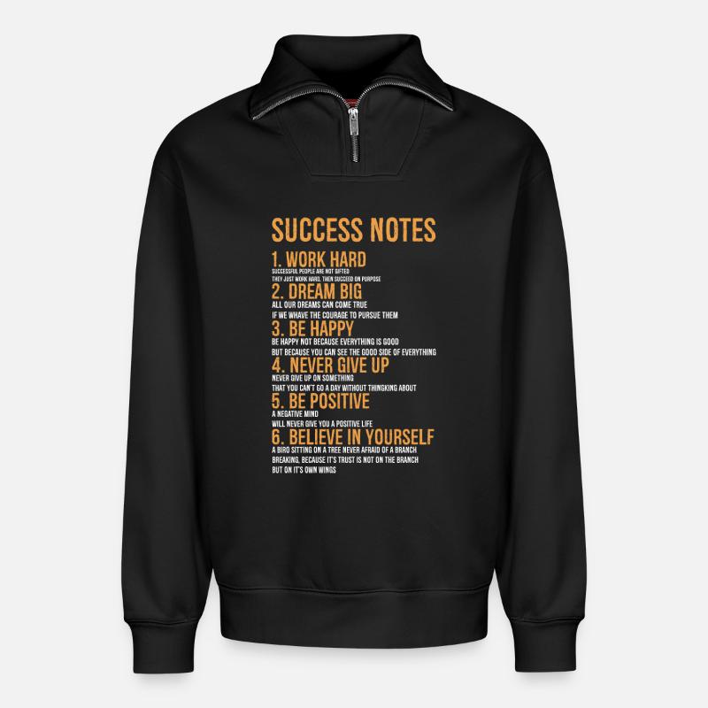 Notes de réussite - Sweat unisexe décontracté en coton biologique à demi-zip – de SPREAD - noir