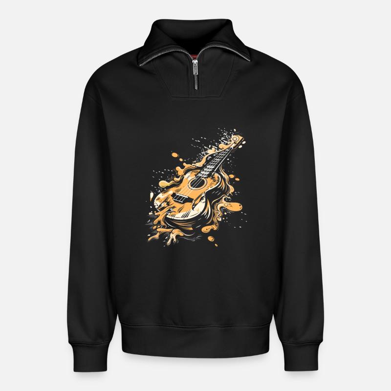 Ukulele Graffiti - Relaxed Unisex Organic Half Zip Sweatshirt – von SPREAD - Schwarz