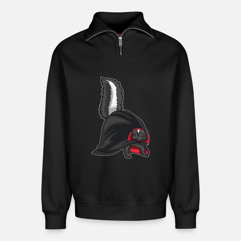 Skunk Halloween Vampire - Relaxed Unisex Organic Half Zip Sweatshirt – by SPREAD - black