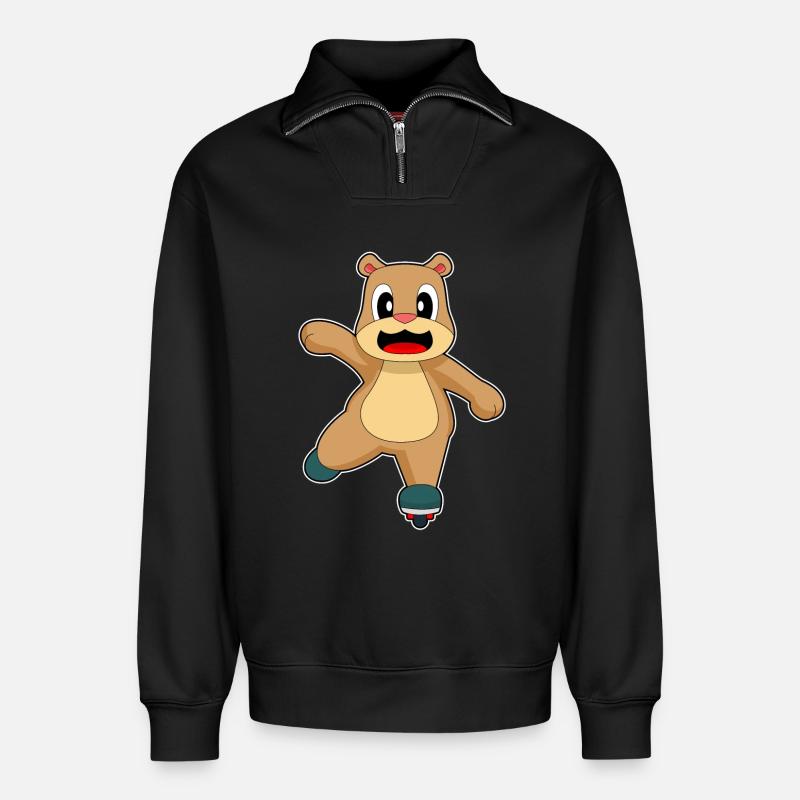Bär Inline skating Inline skates - Relaxed Unisex Organic Half Zip Sweatshirt – by SPREAD - black