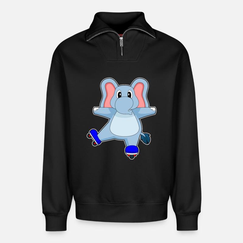 Elefant Inline skating Rollschuhe - Relaxed Unisex Organic Half Zip Sweatshirt – von SPREAD - Schwarz