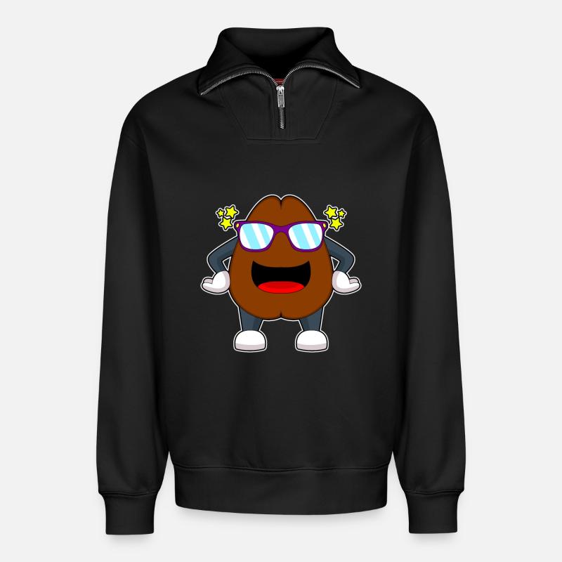 Kaffeebohne Kaffee Sonnenbrille - Relaxed Unisex Organic Half Zip Sweatshirt – von SPREAD - Schwarz