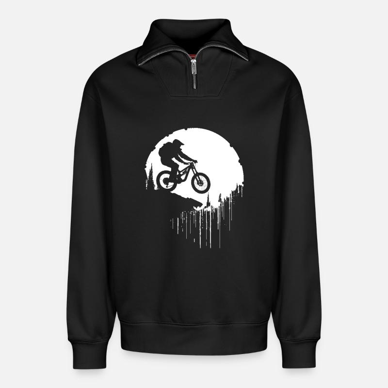 Mountainbiker - Relaxed Unisex Organic Half Zip Sweatshirt – von SPREAD - Schwarz