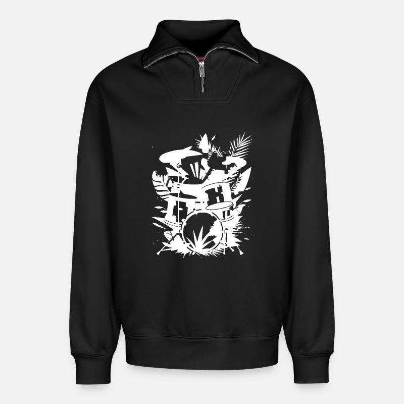 Graphiques de batterie - Sweat unisexe décontracté en coton biologique à demi-zip – de SPREAD - noir