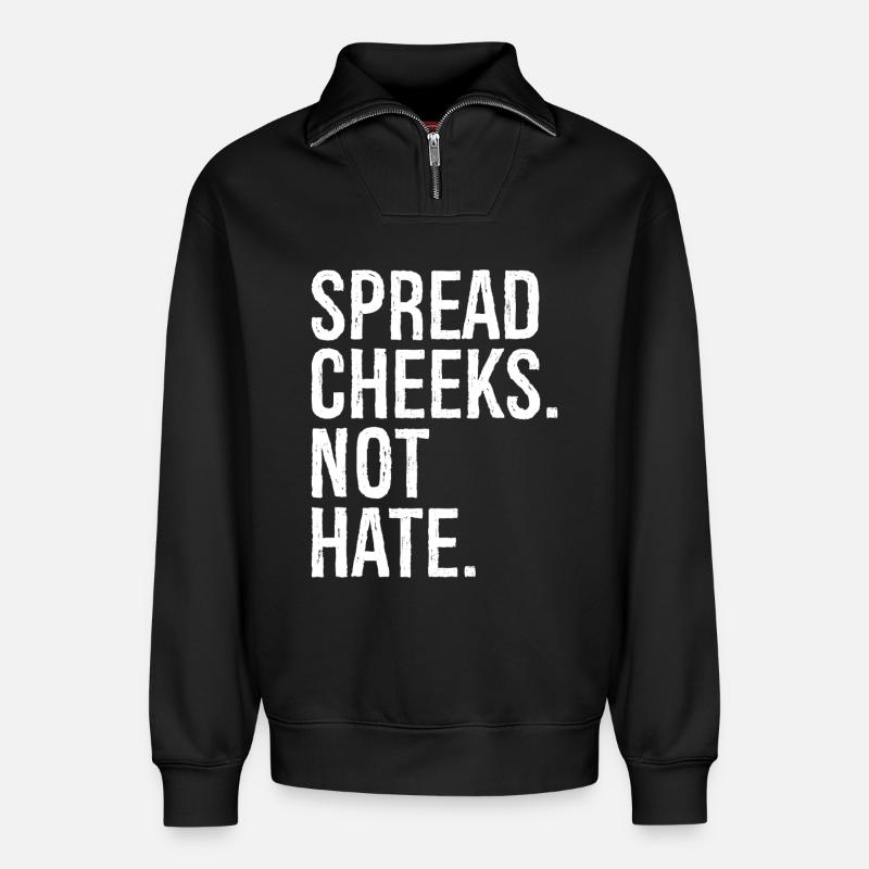 spread cheeks not hate - Relaxed Unisex Organic Half Zip Sweatshirt – von SPREAD - Schwarz
