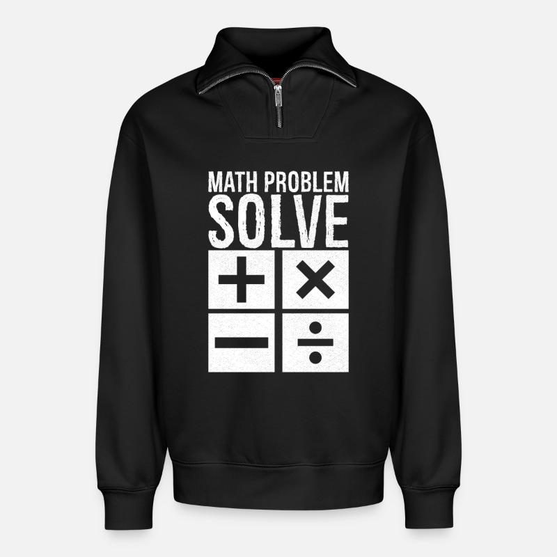 math problem solve - Relaxed Unisex Organic Half Zip Sweatshirt – by SPREAD - black