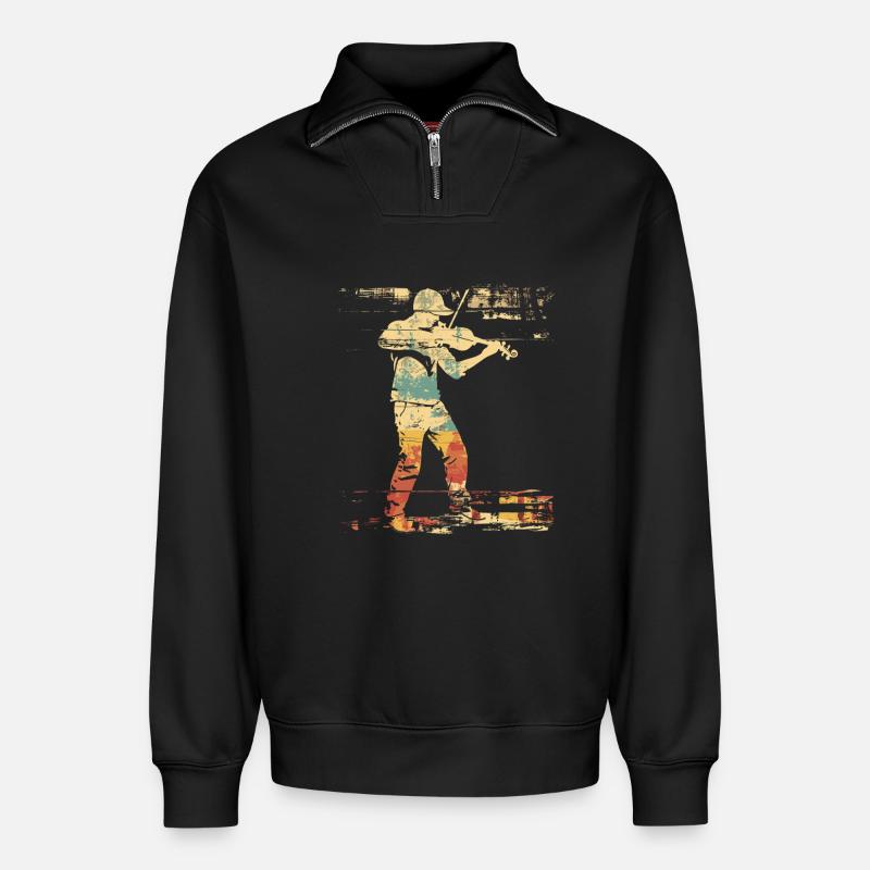 Geige Comic-Stil - Relaxed Unisex Organic Half Zip Sweatshirt – von SPREAD - Schwarz