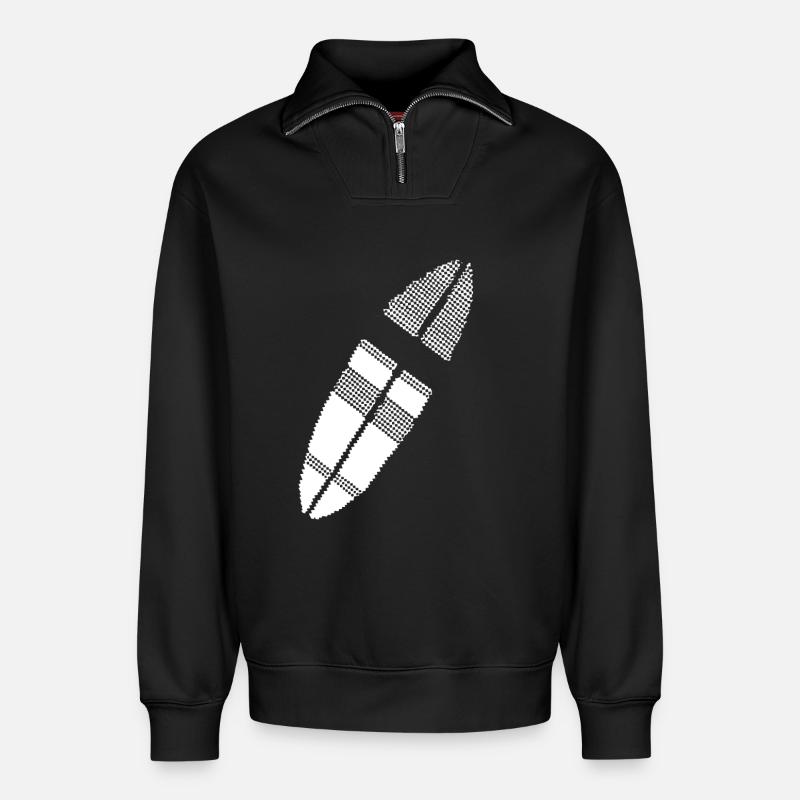 Surfbrett Pixel Grafik - Relaxed Unisex Organic Half Zip Sweatshirt – von SPREAD - Schwarz