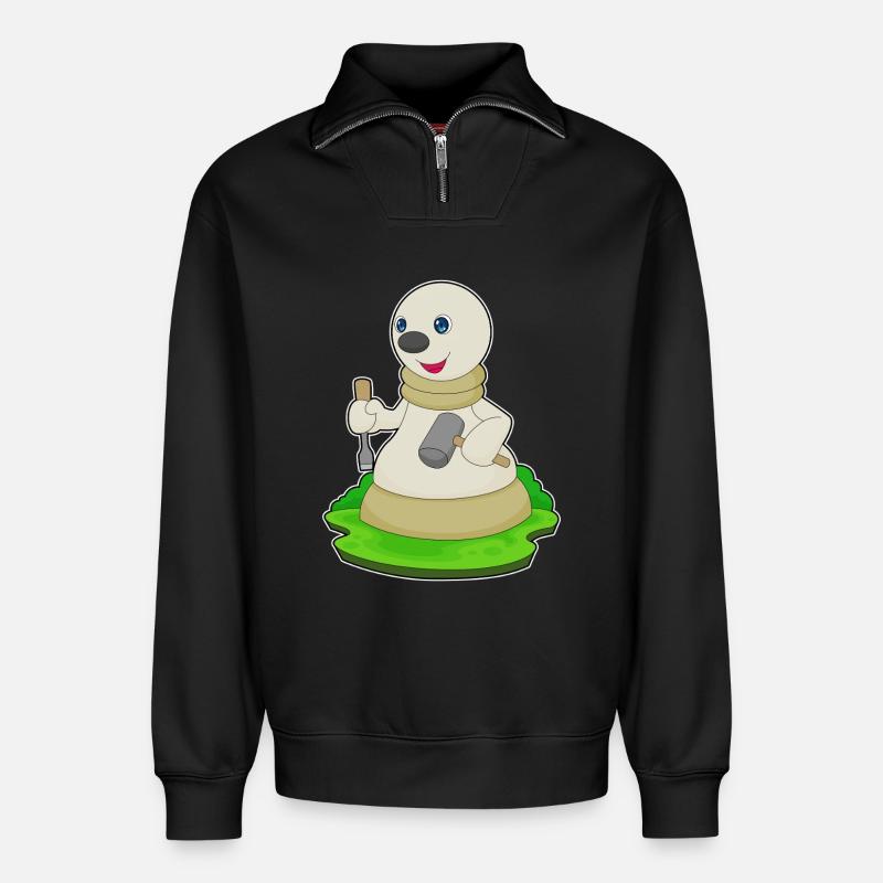 Schachfigur Bauer Schach - Relaxed Unisex Organic Half Zip Sweatshirt – von SPREAD - Schwarz
