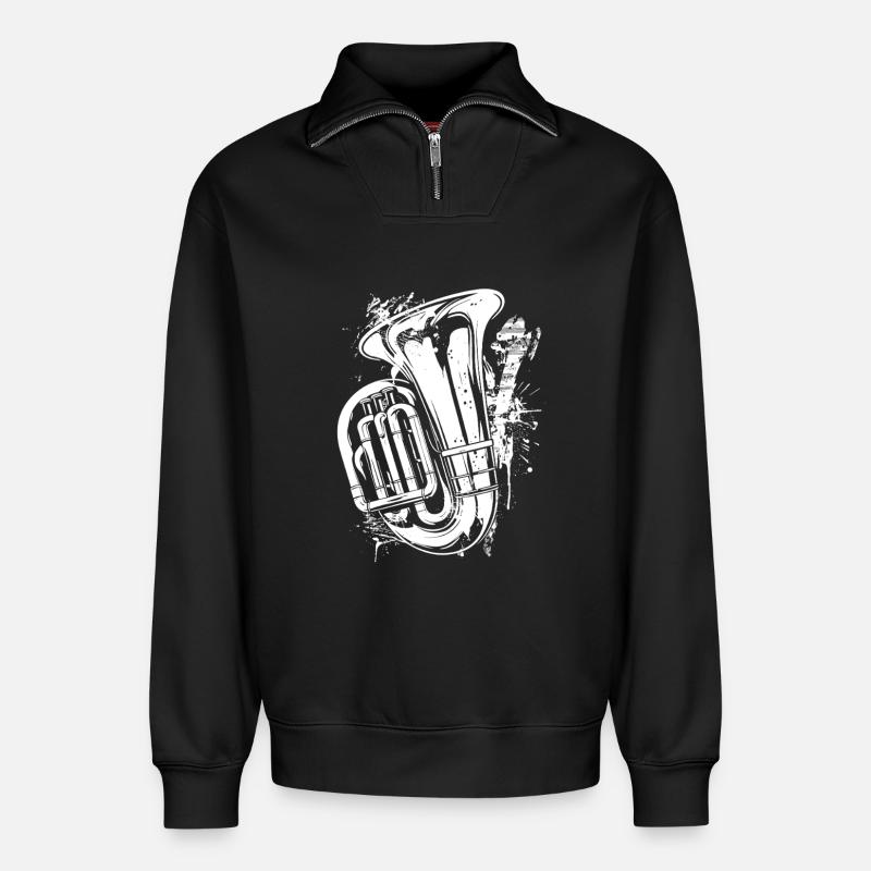 Tuba Graffiti - Relaxed Unisex Organic Half Zip Sweatshirt – von SPREAD - Schwarz