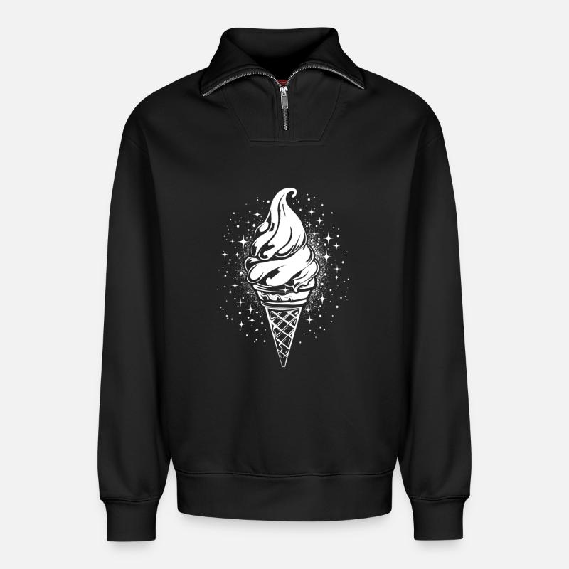 Softeis Skizze - Relaxed Unisex Organic Half Zip Sweatshirt – von SPREAD - Schwarz