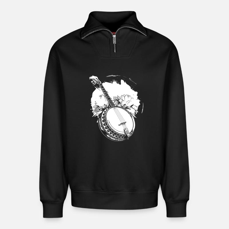 Banjo - Relaxed Unisex Organic Half Zip Sweatshirt – by SPREAD - black