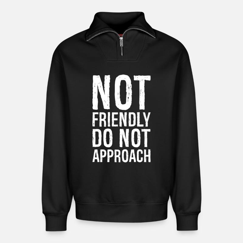 not friendly do not approach - Relaxed Unisex Organic Half Zip Sweatshirt – von SPREAD - Schwarz